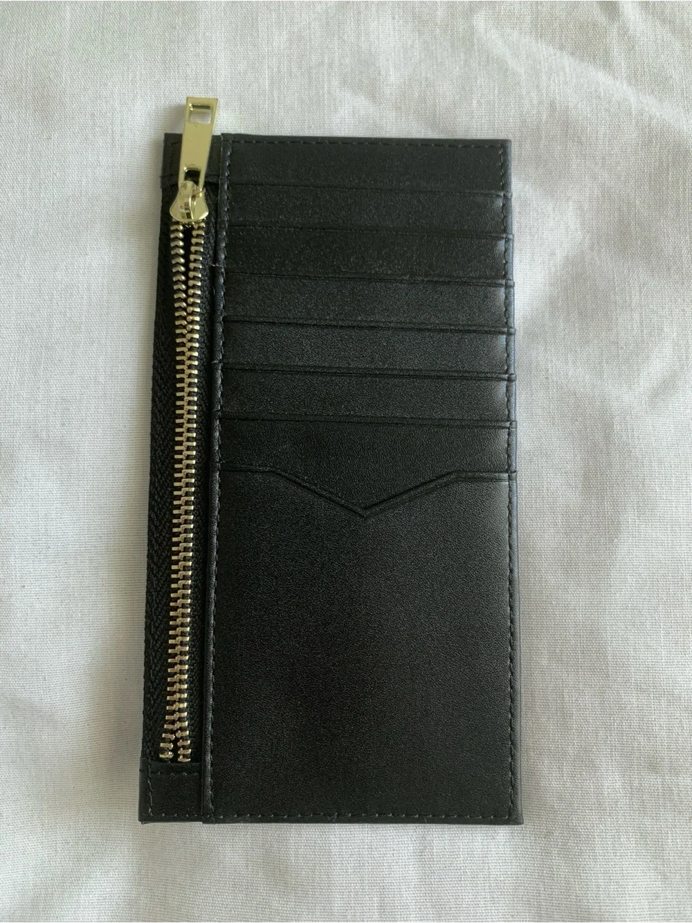 YBONNE Black Leather RFID Blocking Slim Card Holder Zipper Wallet NWT